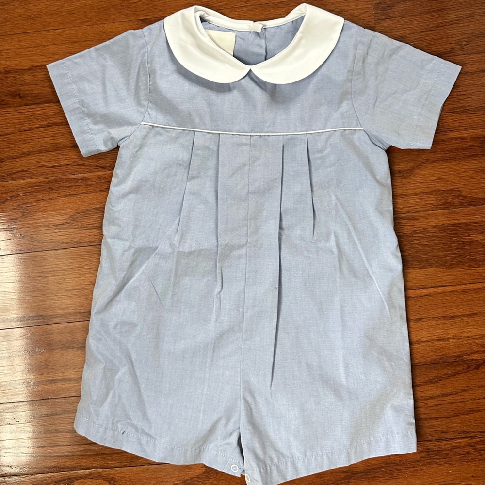 Classic Sky Blue and White Romper